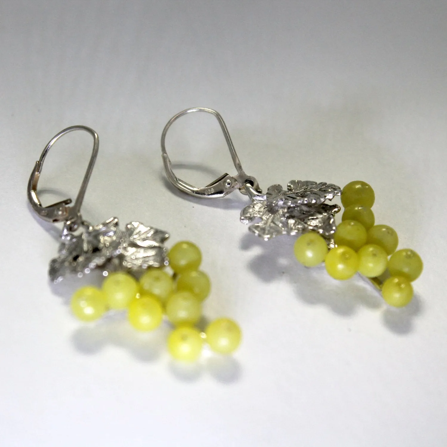 Jade Dangle Grape Cluster Earrings
