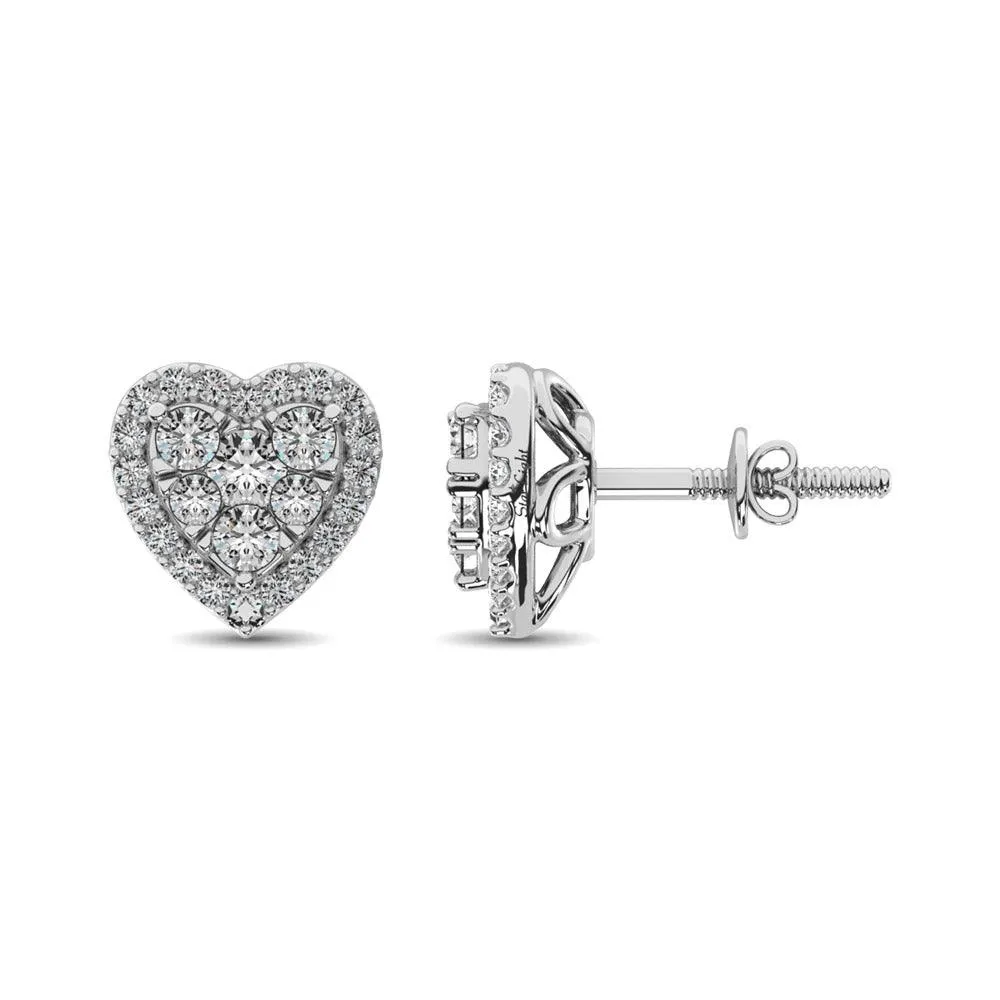 JDTK-62388W-E-P22-58 Diamond 3/4 ct tw Heart Earrings  in 14K Gold