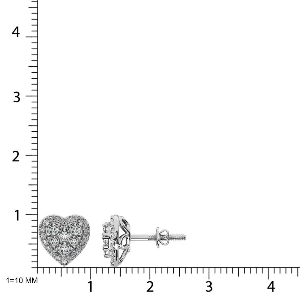 JDTK-62388W-E-P22-58 Diamond 3/4 ct tw Heart Earrings  in 14K Gold