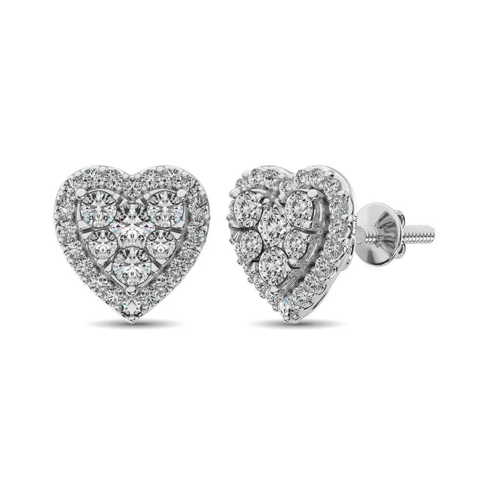 JDTK-62388W-E-P22-58 Diamond 3/4 ct tw Heart Earrings  in 14K Gold