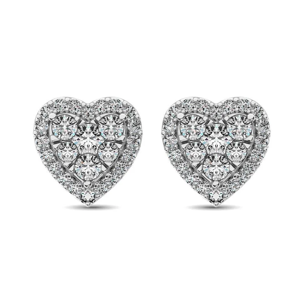 JDTK-62388W-E-P22-58 Diamond 3/4 ct tw Heart Earrings  in 14K Gold