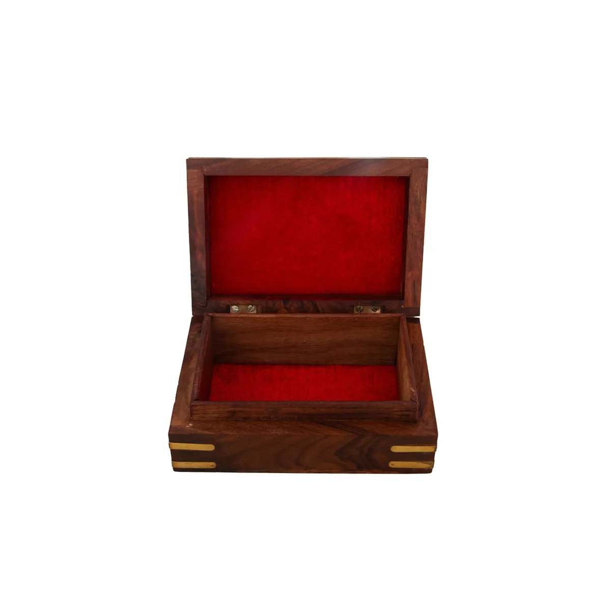 Jewel Box - 2.5 x 4 Inches | Leaf Design Storage Box/ Brass Work Kashmiri Design Wooden Box for Women/ 390 Gms