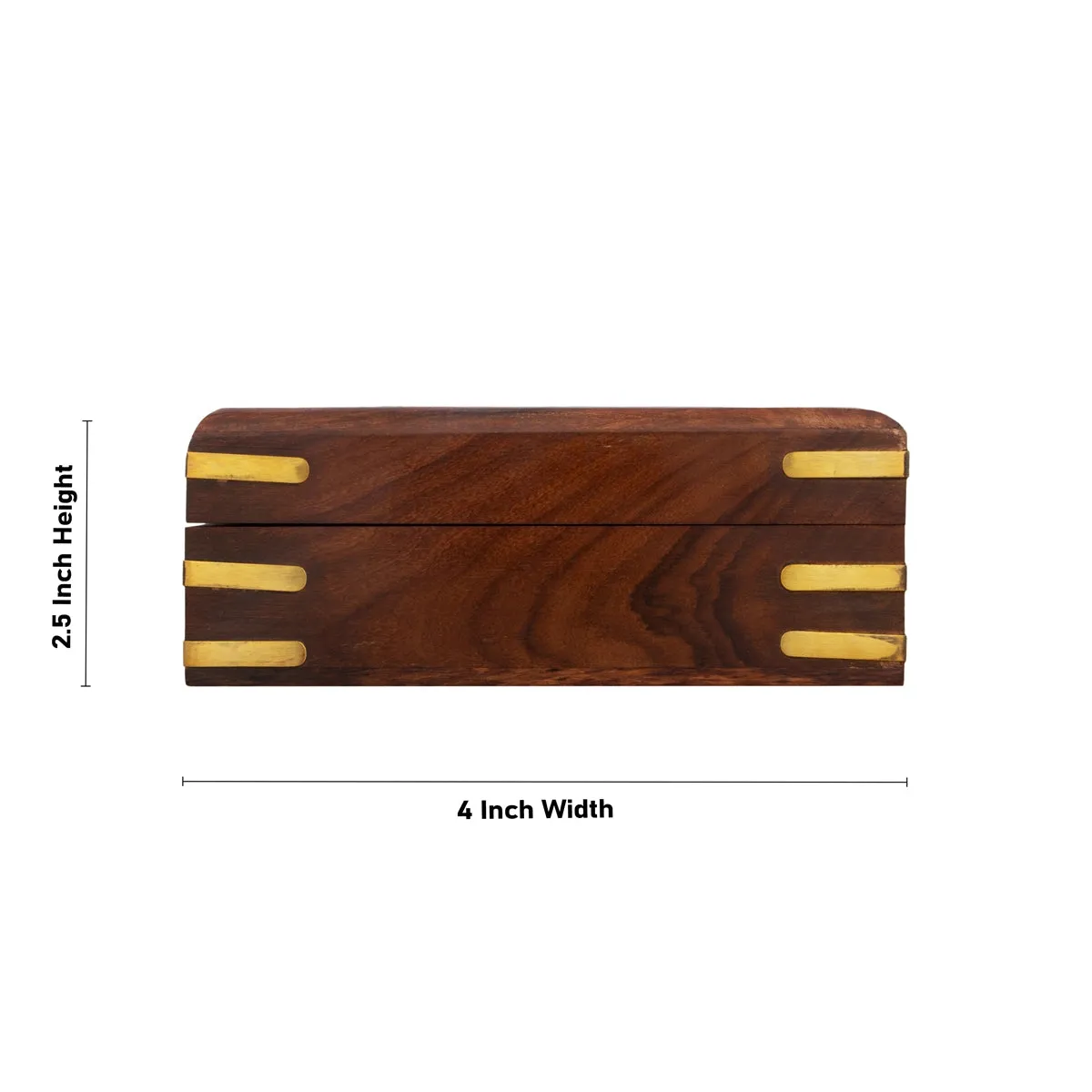 Jewel Box - 2.5 x 4 Inches | Leaf Design Storage Box/ Brass Work Kashmiri Design Wooden Box for Women/ 390 Gms