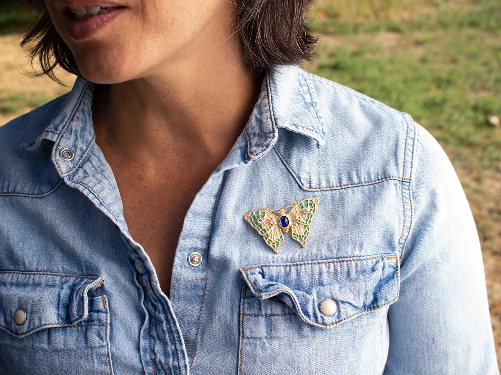 Jeweled Butterfly Brooch Pin