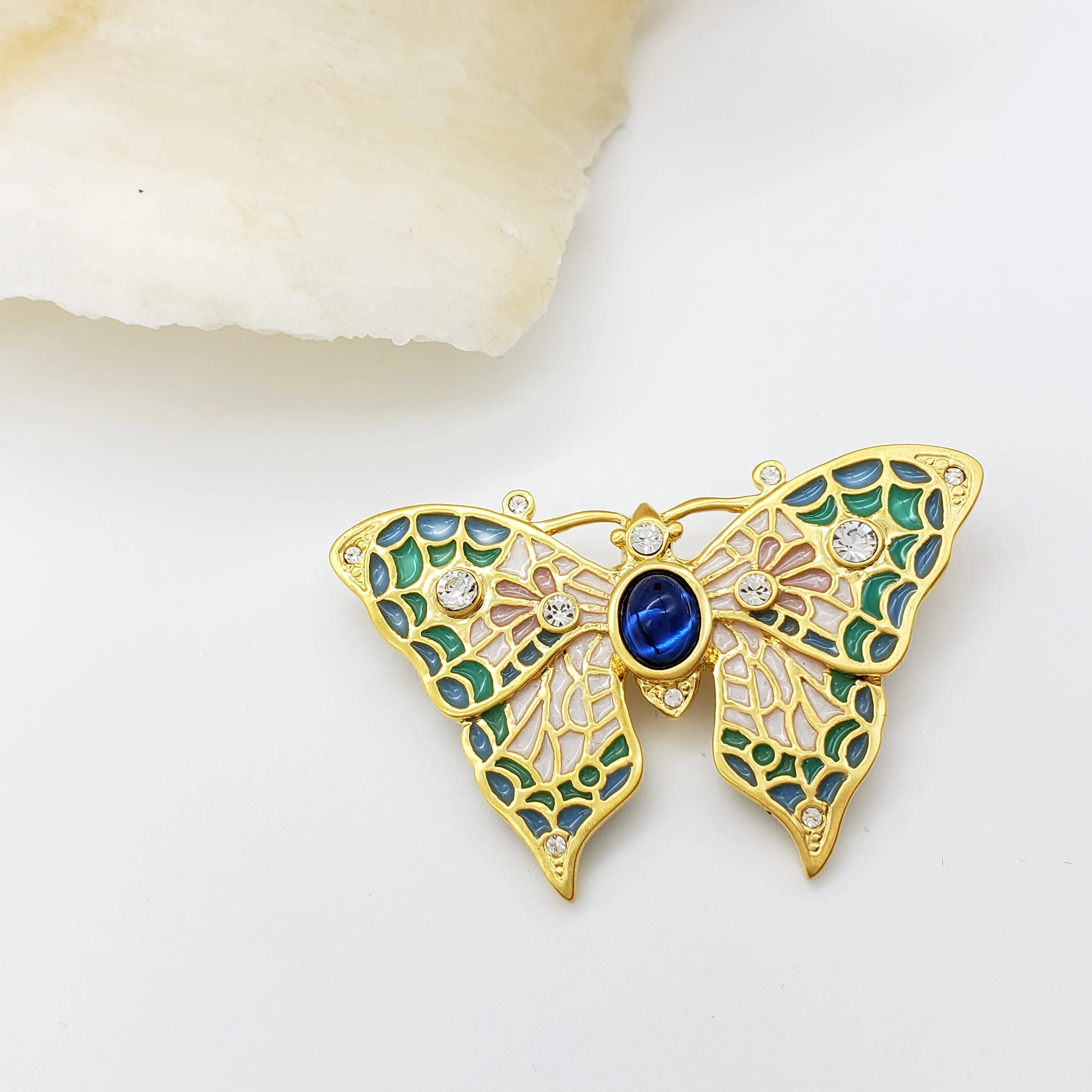 Jeweled Butterfly Brooch Pin