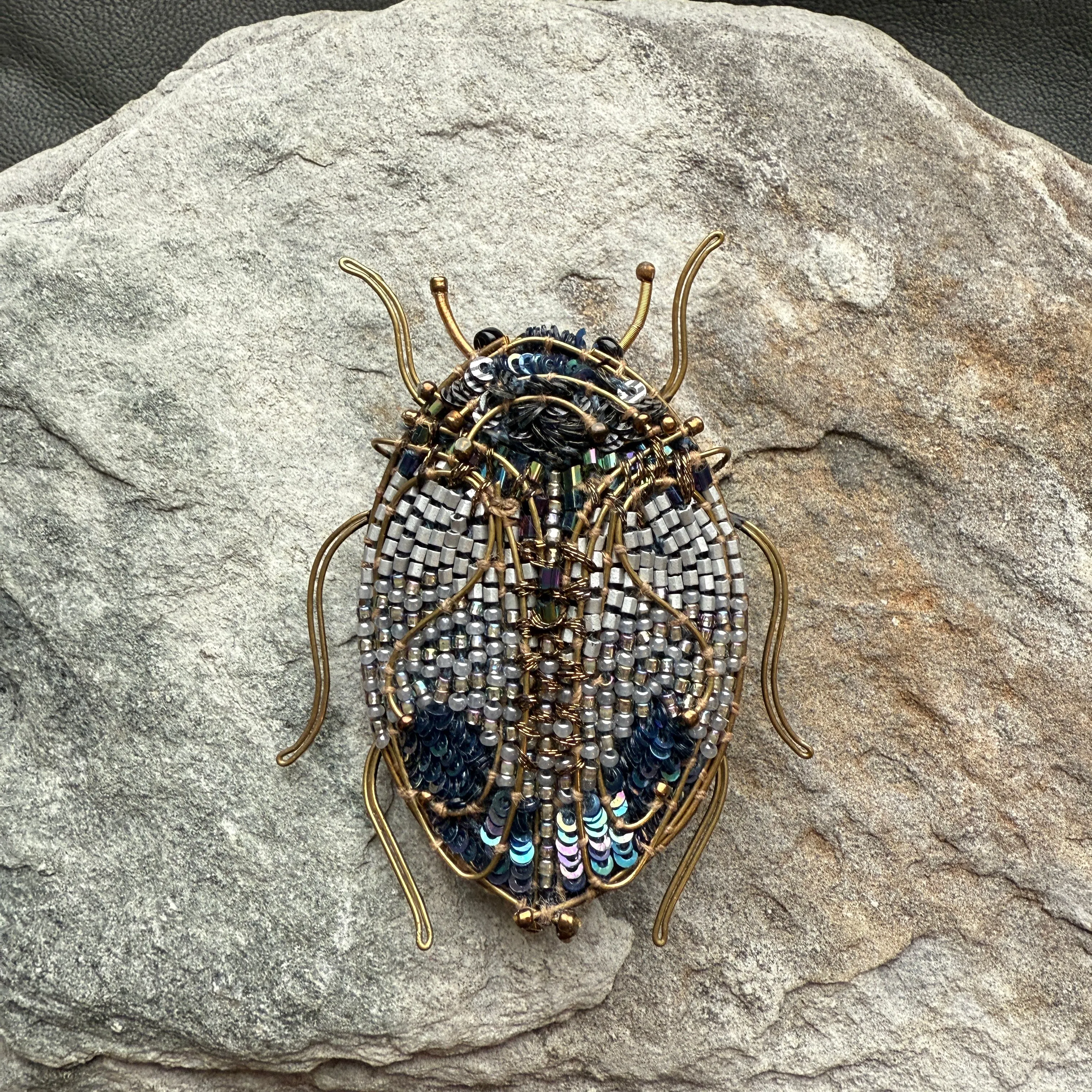Jeweled Scarab Beetle Brooch Pin