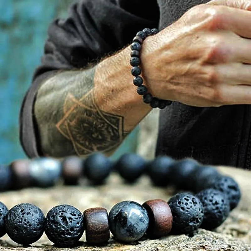 Jewellery - Lava Stone and Wooden Bead Boho Bracelets