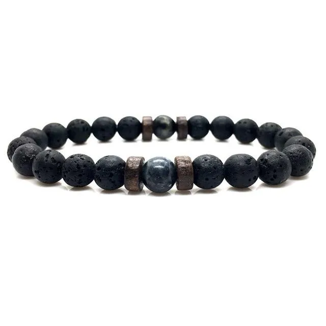 Jewellery - Lava Stone and Wooden Bead Boho Bracelets