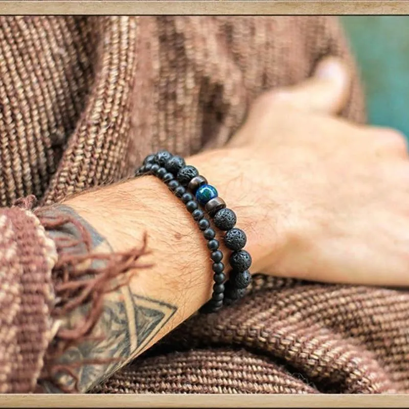 Jewellery - Lava Stone and Wooden Bead Boho Bracelets