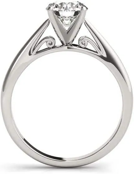 JewelMore 0.5 Carat & 1 Carat Certified 14K Round Solitaire Classice Engagement Ring for Women (I-J Color, I2-I3 Clarity)