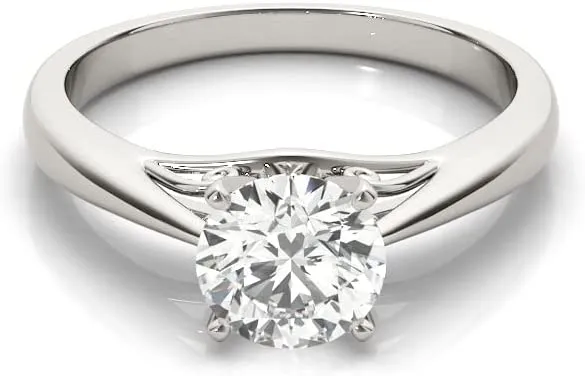 JewelMore 0.5 Carat & 1 Carat Certified 14K Round Solitaire Classice Engagement Ring for Women (I-J Color, I2-I3 Clarity)