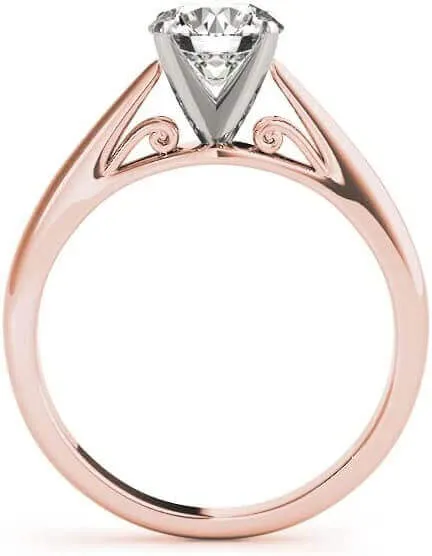 JewelMore 0.5 Carat & 1 Carat Certified 14K Round Solitaire Classice Engagement Ring for Women (I-J Color, I2-I3 Clarity)