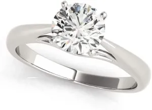 JewelMore 0.5 Carat & 1 Carat Certified 14K Round Solitaire Classice Engagement Ring for Women (I-J Color, I2-I3 Clarity)