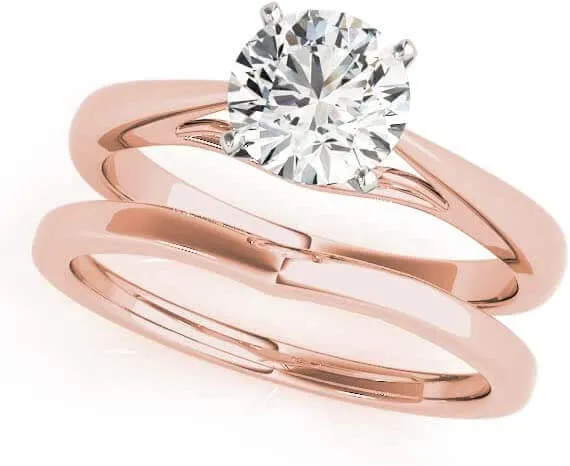 JewelMore 0.5 Carat & 1 Carat Certified 14K Round Solitaire Classice Engagement Ring for Women (I-J Color, I2-I3 Clarity)