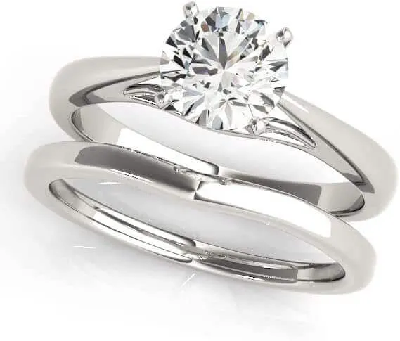 JewelMore 0.5 Carat & 1 Carat Certified 14K Round Solitaire Classice Engagement Ring for Women (I-J Color, I2-I3 Clarity)