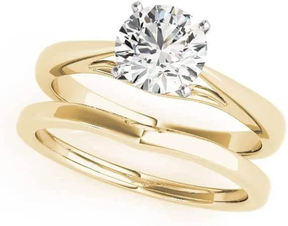 JewelMore 0.5 Carat & 1 Carat Certified 14K Round Solitaire Classice Engagement Ring for Women (I-J Color, I2-I3 Clarity)