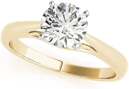 JewelMore 0.5 Carat & 1 Carat Certified 14K Round Solitaire Classice Engagement Ring for Women (I-J Color, I2-I3 Clarity)