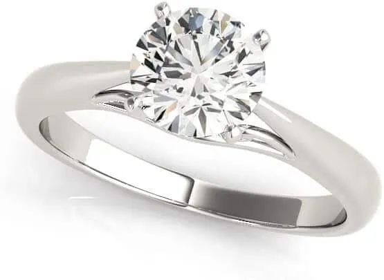 JewelMore 0.5 Carat & 1 Carat Certified 14K Round Solitaire Classice Engagement Ring for Women (I-J Color, I2-I3 Clarity)