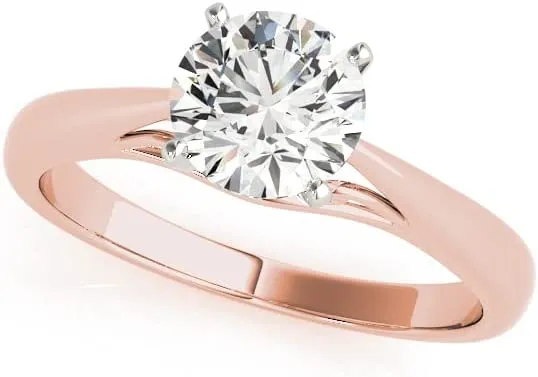 JewelMore 0.5 Carat & 1 Carat Certified 14K Round Solitaire Classice Engagement Ring for Women (I-J Color, I2-I3 Clarity)