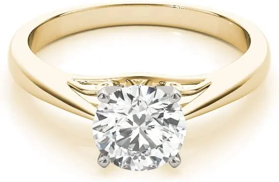 JewelMore 0.5 Carat & 1 Carat Certified 14K Round Solitaire Classice Engagement Ring for Women (I-J Color, I2-I3 Clarity)