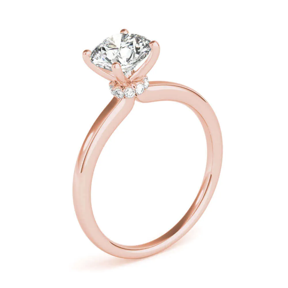 JewelMore 0.5 Carat & 1 Carat Certified 14K White Gold Hidden Halo Solitaire Round Cut Diamond Engagement Ring for Women ( I-J Color, I2-I3 Clarity)