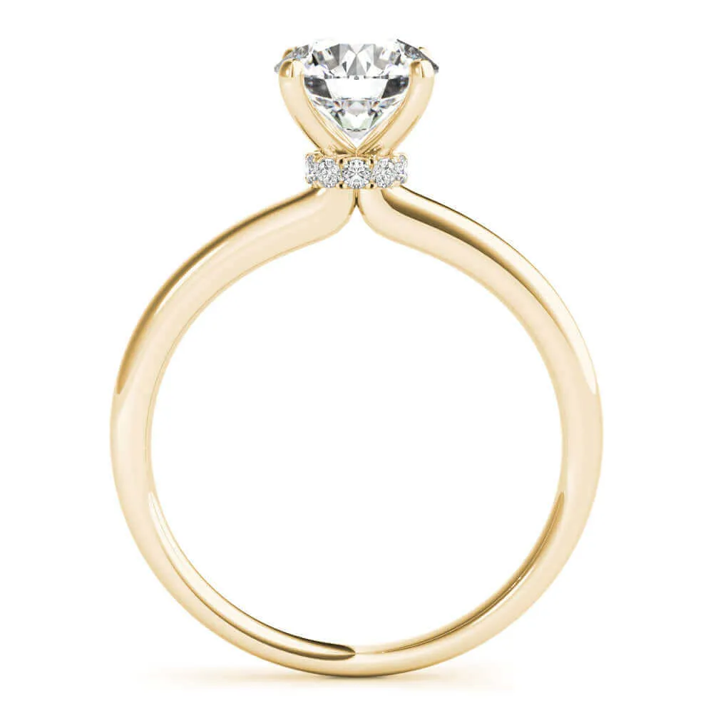 JewelMore 0.5 Carat & 1 Carat Certified 14K White Gold Hidden Halo Solitaire Round Cut Diamond Engagement Ring for Women ( I-J Color, I2-I3 Clarity)
