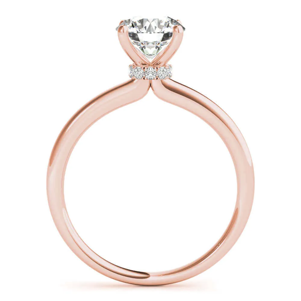 JewelMore 0.5 Carat & 1 Carat Certified 14K White Gold Hidden Halo Solitaire Round Cut Diamond Engagement Ring for Women ( I-J Color, I2-I3 Clarity)