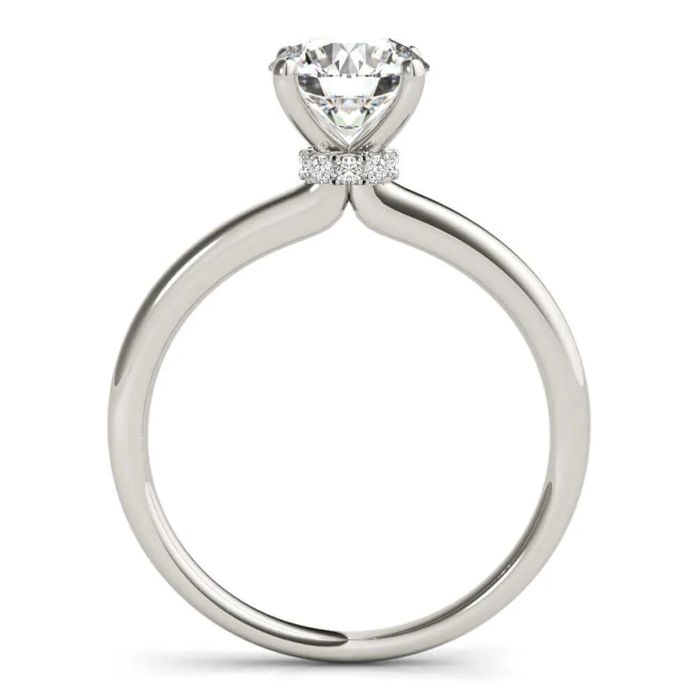 JewelMore 0.5 Carat & 1 Carat Certified 14K White Gold Hidden Halo Solitaire Round Cut Diamond Engagement Ring for Women ( I-J Color, I2-I3 Clarity)