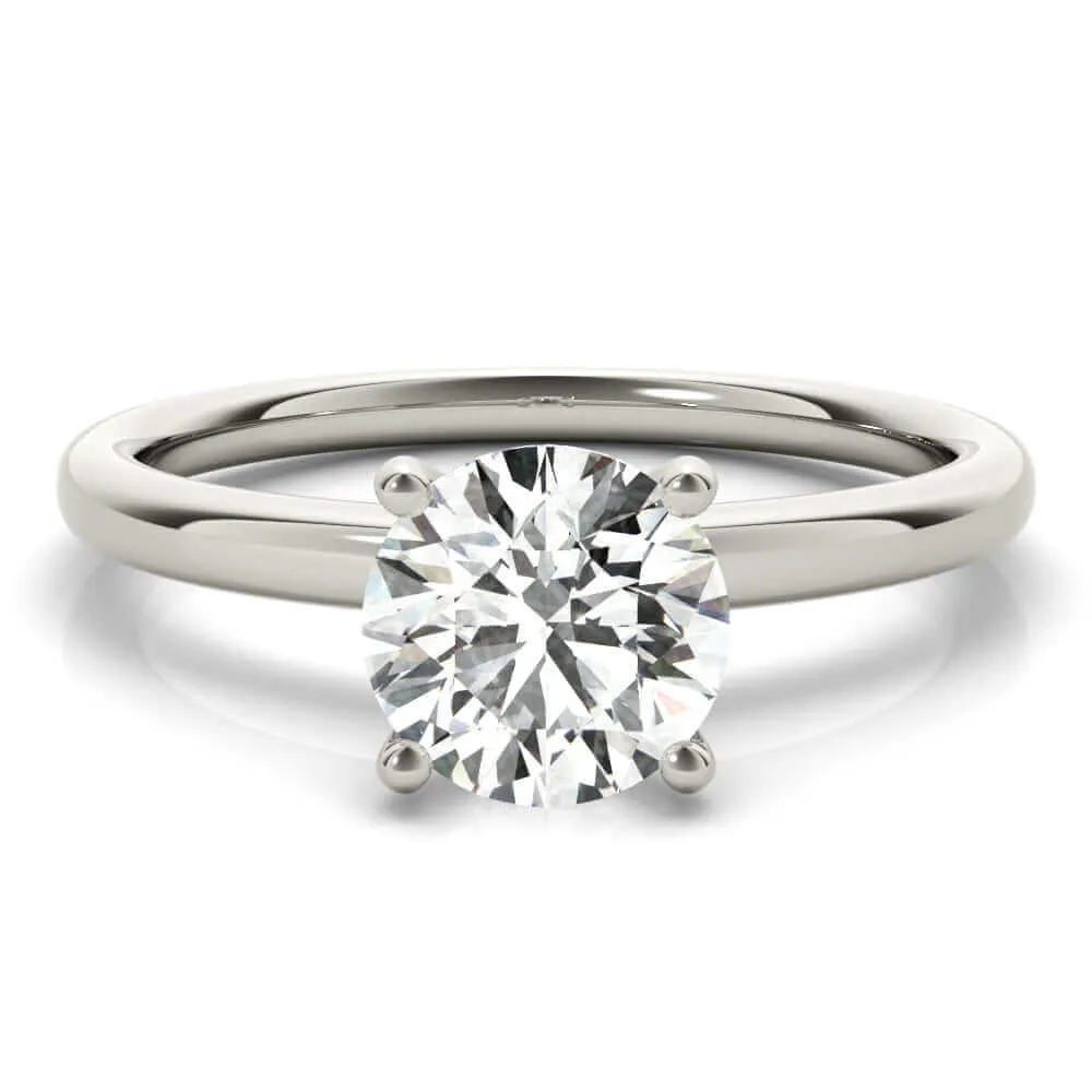 JewelMore 0.5 Carat & 1 Carat Certified 14K White Gold Hidden Halo Solitaire Round Cut Diamond Engagement Ring for Women ( I-J Color, I2-I3 Clarity)