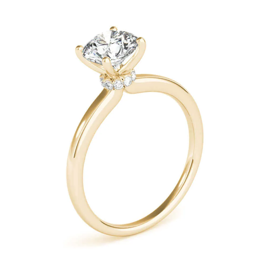 JewelMore 0.5 Carat & 1 Carat Certified 14K White Gold Hidden Halo Solitaire Round Cut Diamond Engagement Ring for Women ( I-J Color, I2-I3 Clarity)