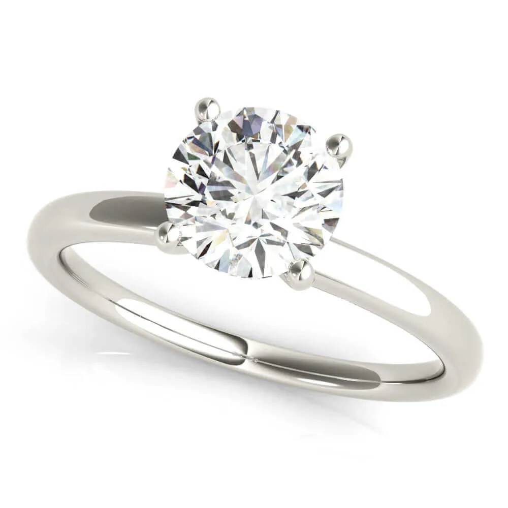JewelMore 0.5 Carat & 1 Carat Certified 14K White Gold Hidden Halo Solitaire Round Cut Diamond Engagement Ring for Women ( I-J Color, I2-I3 Clarity)