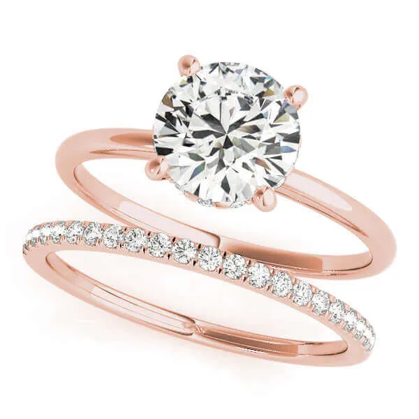 JewelMore 0.5 Carat & 1 Carat Certified 14K White Gold Hidden Halo Solitaire Round Cut Engagement Diamond Ring for women (I-J Color, I2-I3 Clarity)