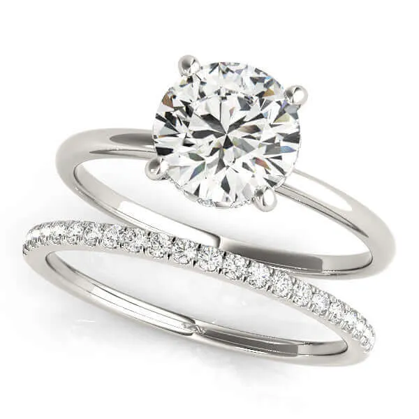 JewelMore 0.5 Carat & 1 Carat Certified 14K White Gold Hidden Halo Solitaire Round Cut Engagement Diamond Ring for women (I-J Color, I2-I3 Clarity)