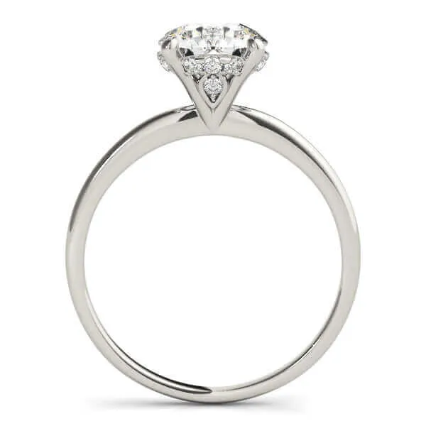 JewelMore 0.5 Carat & 1 Carat Certified 14K White Gold Hidden Halo Solitaire Round Cut Engagement Diamond Ring for women (I-J Color, I2-I3 Clarity)