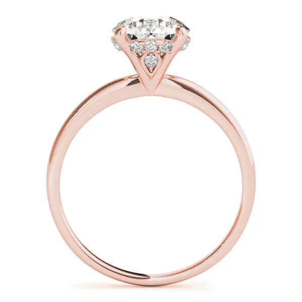 JewelMore 0.5 Carat & 1 Carat Certified 14K White Gold Hidden Halo Solitaire Round Cut Engagement Diamond Ring for women (I-J Color, I2-I3 Clarity)