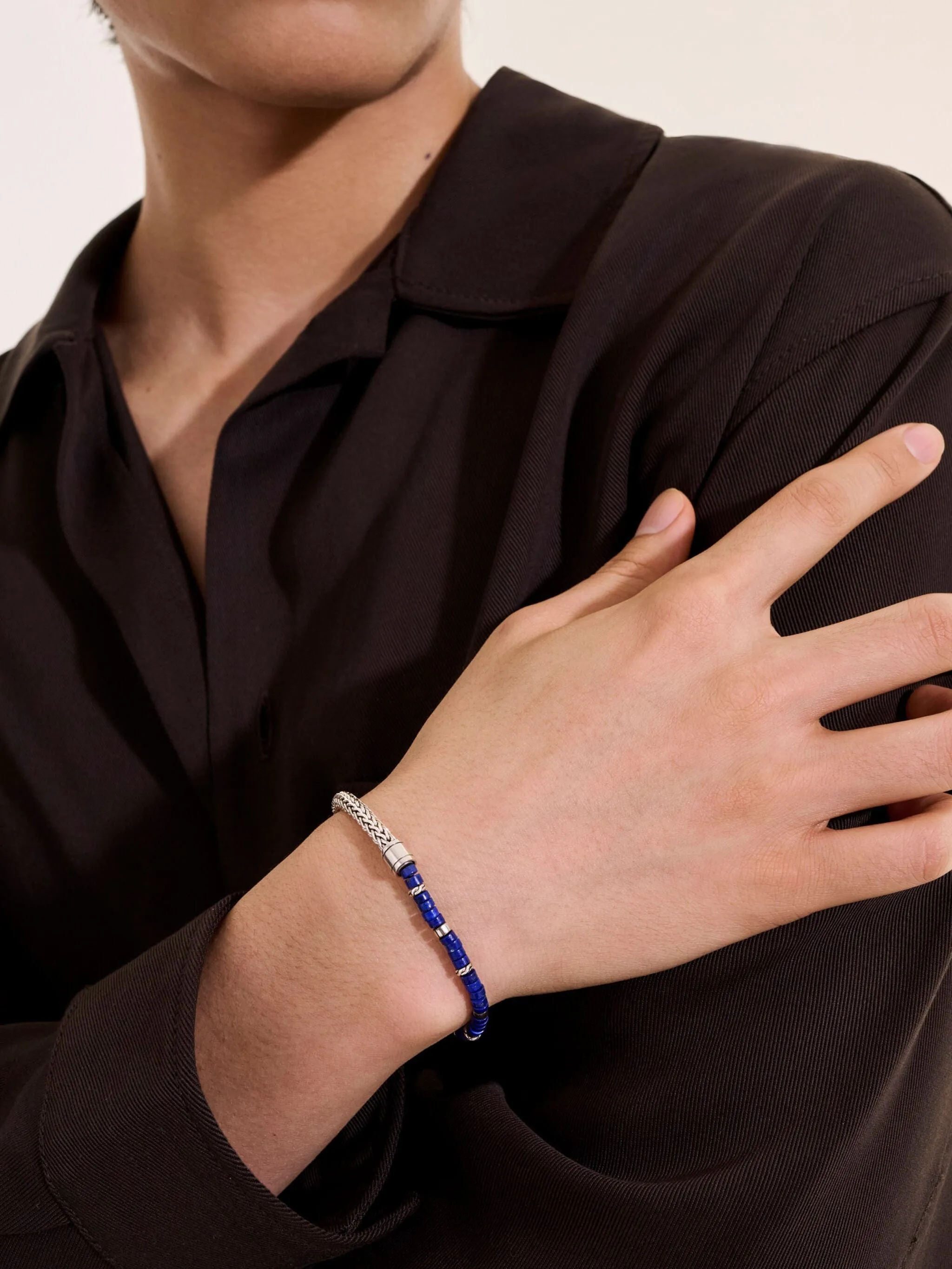 John Hardy Silver Heishi Lapis Bracelet
