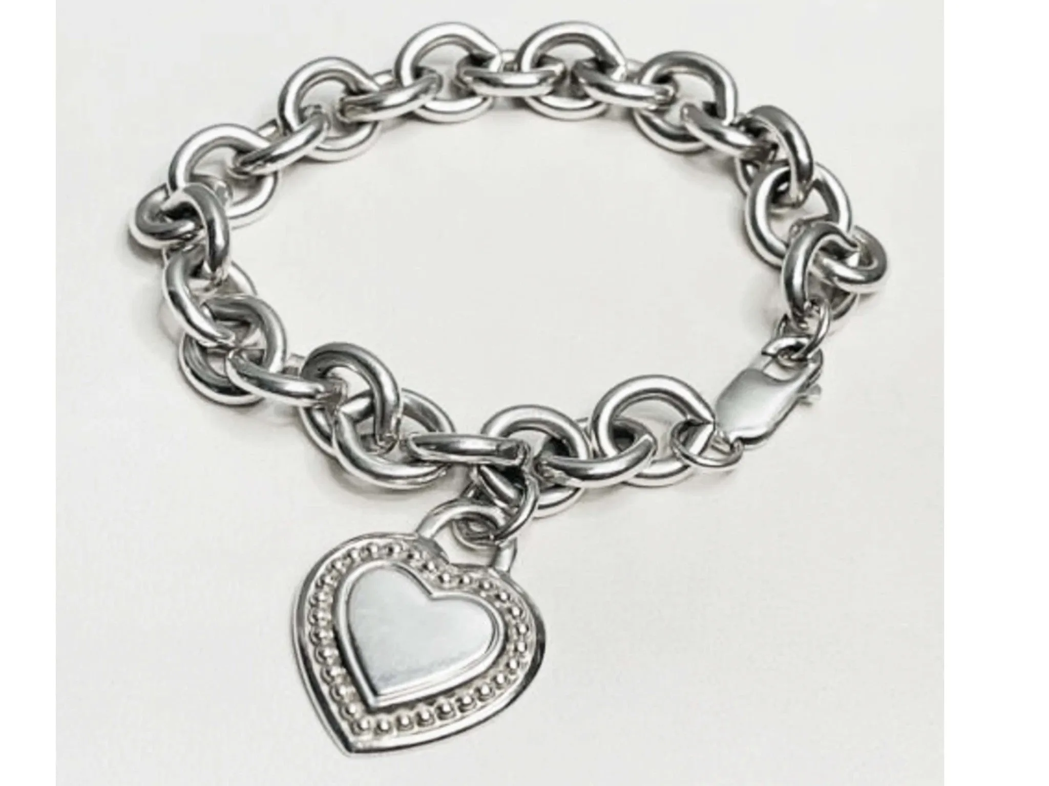 Judith Ripka Heart Tag Bracelet in Sterling Silver