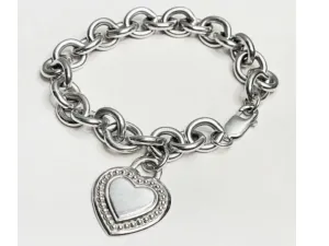 Judith Ripka Heart Tag Bracelet in Sterling Silver