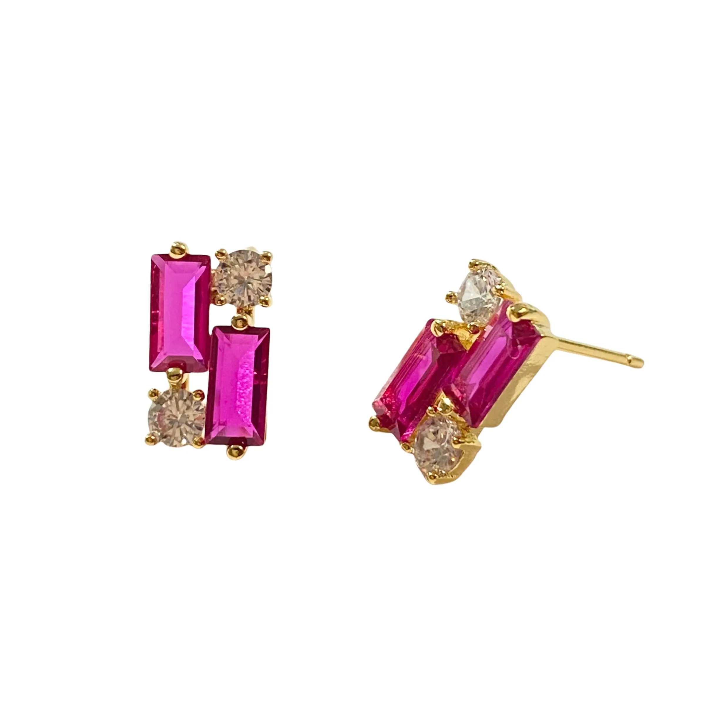 Karen Birthstone Baguette Deco Studs