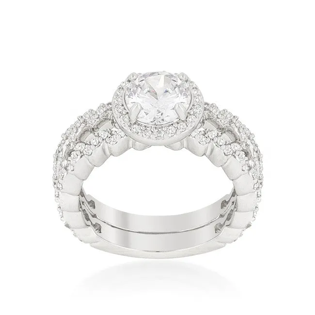Kassidy Zig Zag 2ct Round Engagement Wedding Ring Set | 3.5ct
