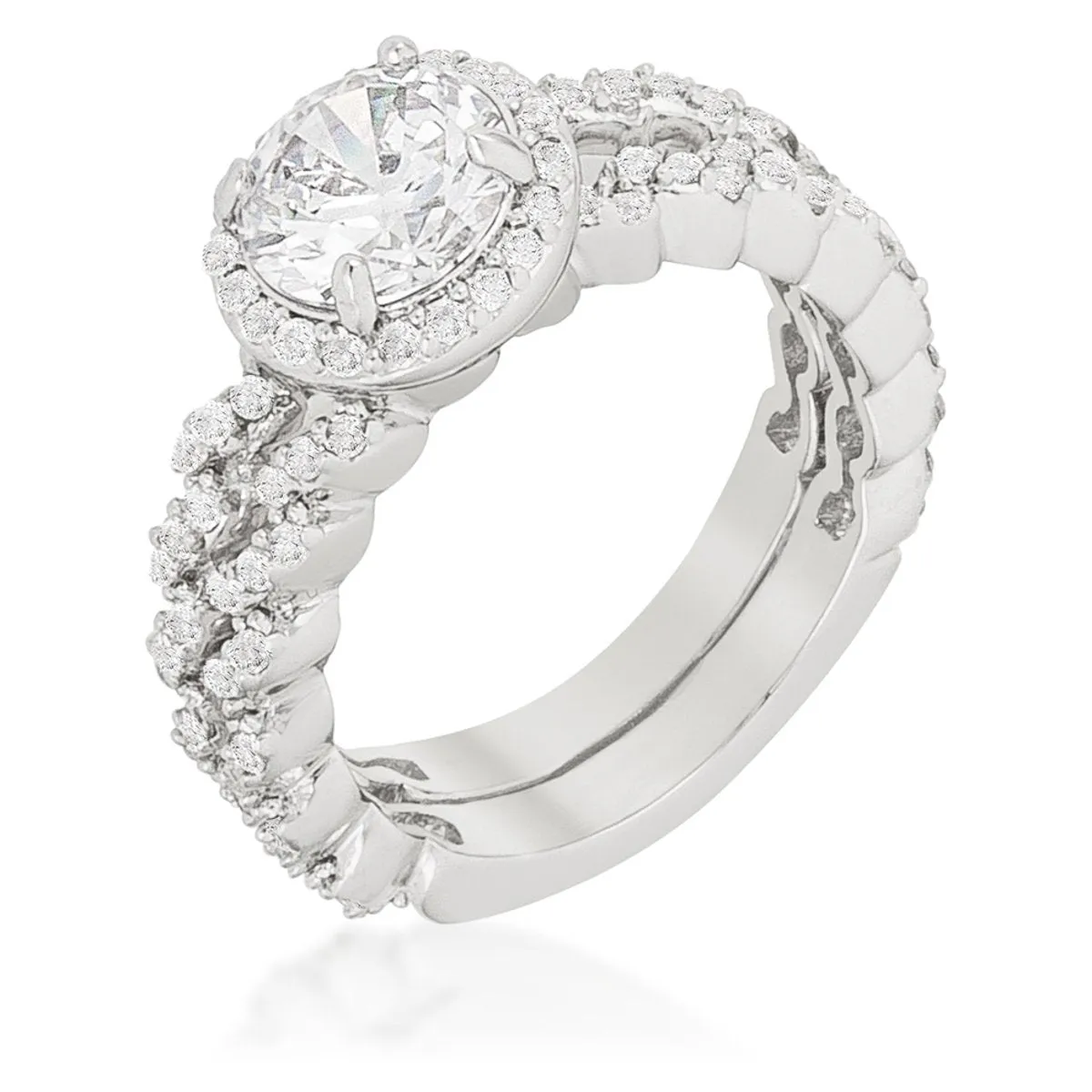 Kassidy Zig Zag 2ct Round Engagement Wedding Ring Set | 3.5ct