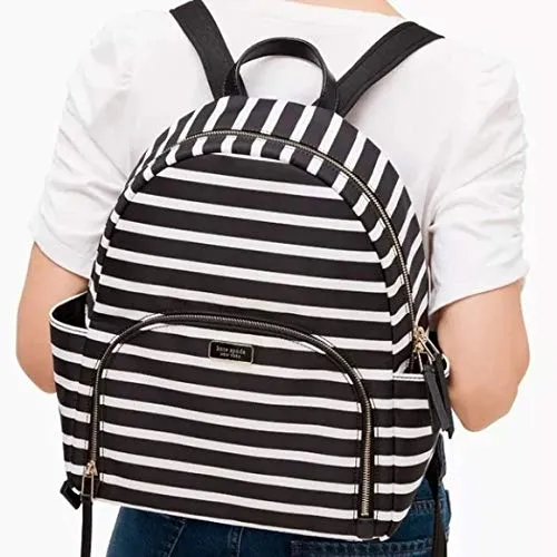 Kate Spade New York Dawn Sailing Stripe Large Nylon Backpack Black Multi Bag