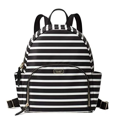 Kate Spade New York Dawn Sailing Stripe Large Nylon Backpack Black Multi Bag