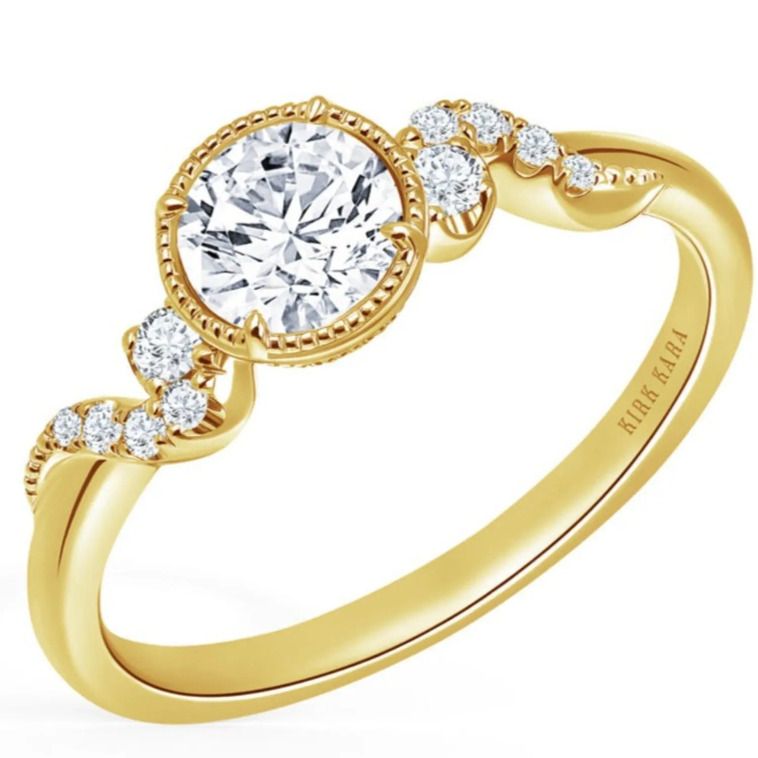 Kirk Kara "Angelique" Petite Scroll Halo Diamond Engagement Ring