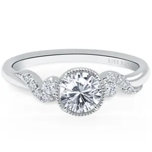 Kirk Kara "Angelique" Petite Scroll Halo Diamond Engagement Ring