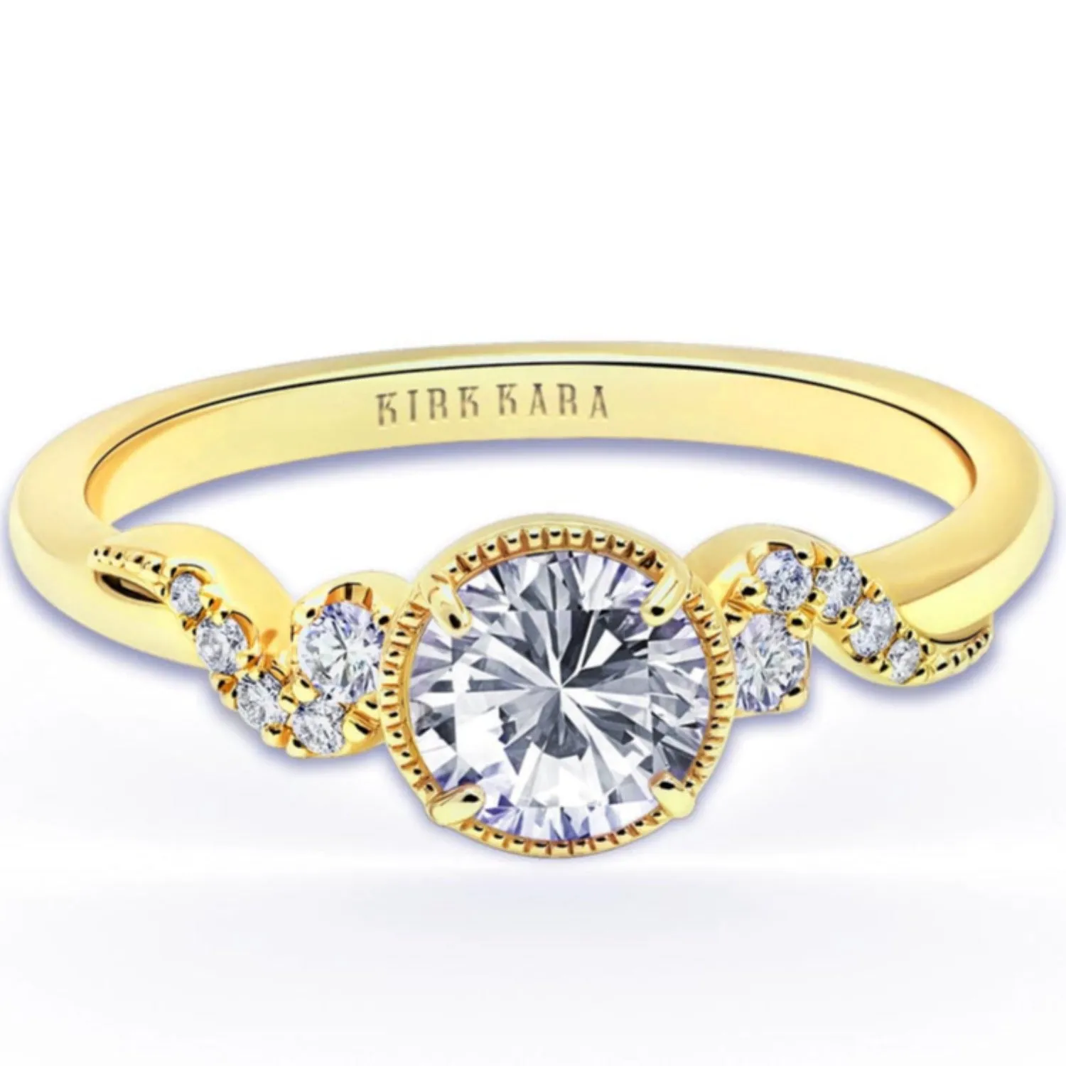 Kirk Kara "Angelique" Petite Scroll Halo Diamond Engagement Ring