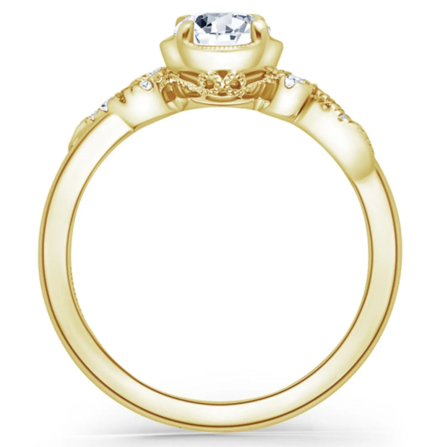 Kirk Kara "Angelique" Petite Scroll Halo Diamond Engagement Ring