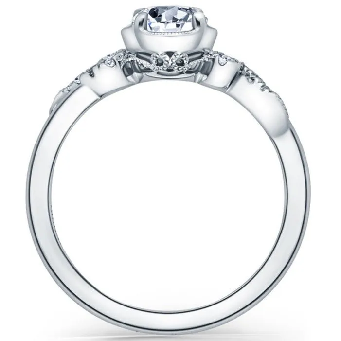Kirk Kara "Angelique" Petite Scroll Halo Diamond Engagement Ring