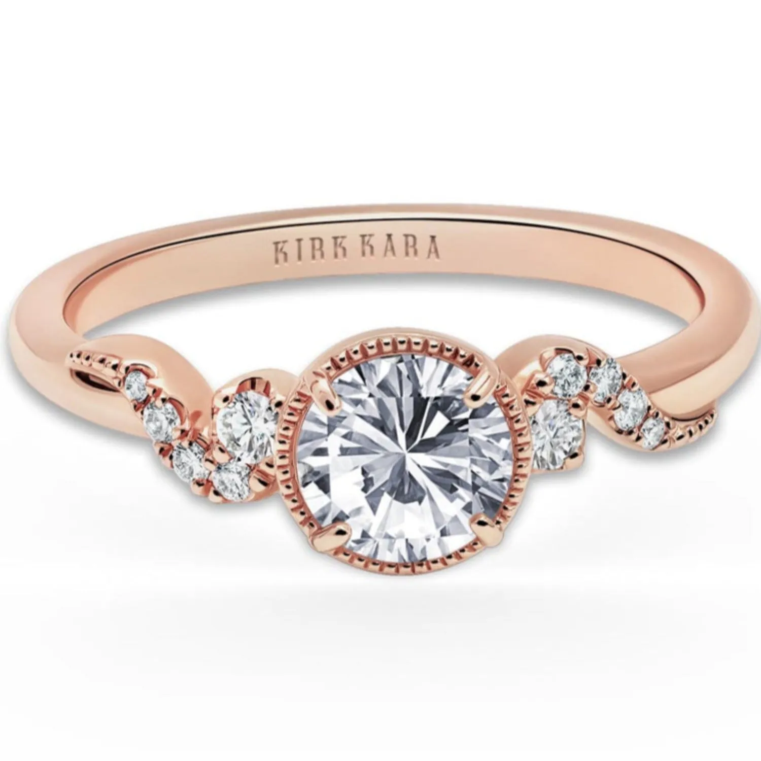 Kirk Kara "Angelique" Petite Scroll Halo Diamond Engagement Ring