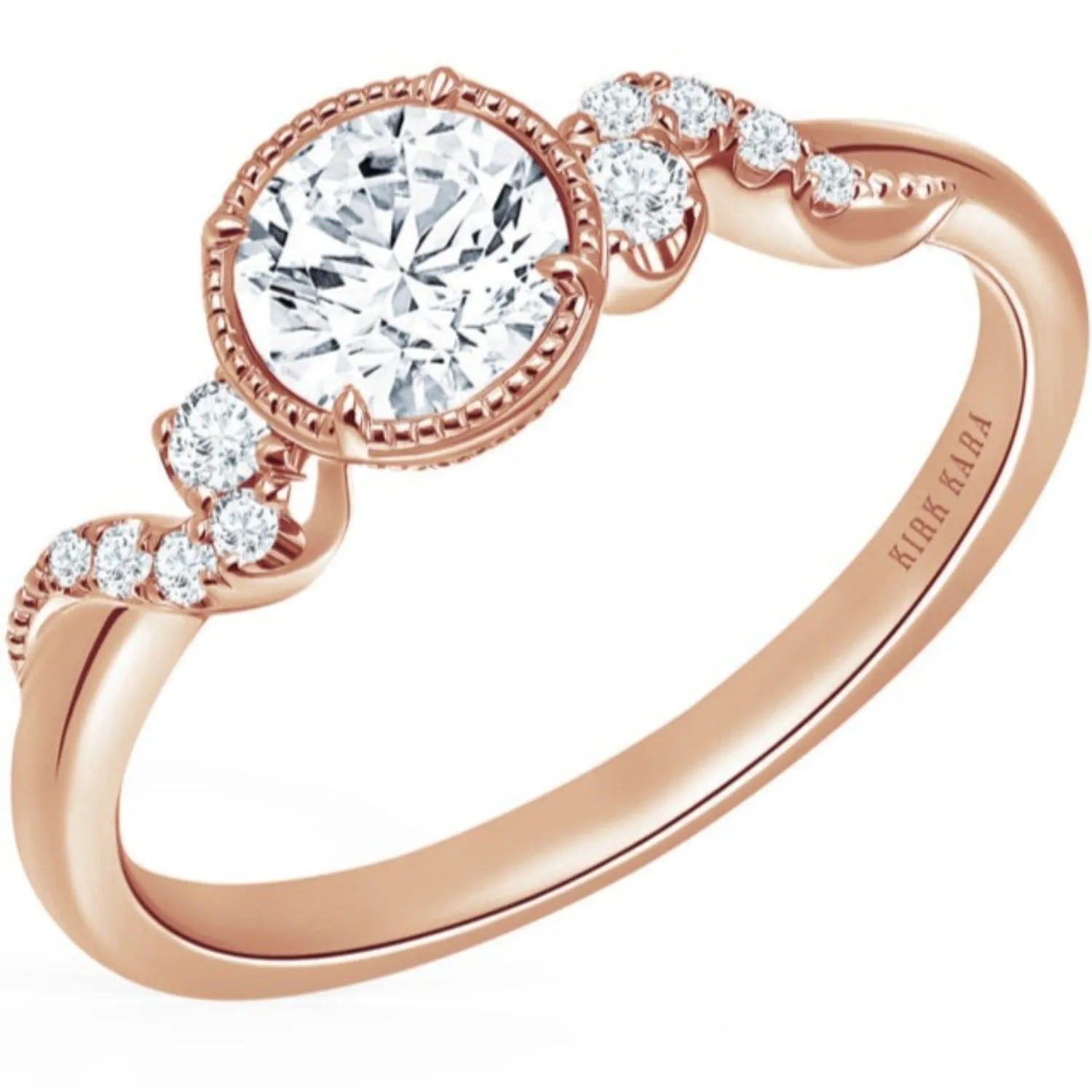 Kirk Kara "Angelique" Petite Scroll Halo Diamond Engagement Ring